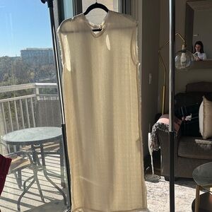 Zara Textured Cream Shift Maxi Dress